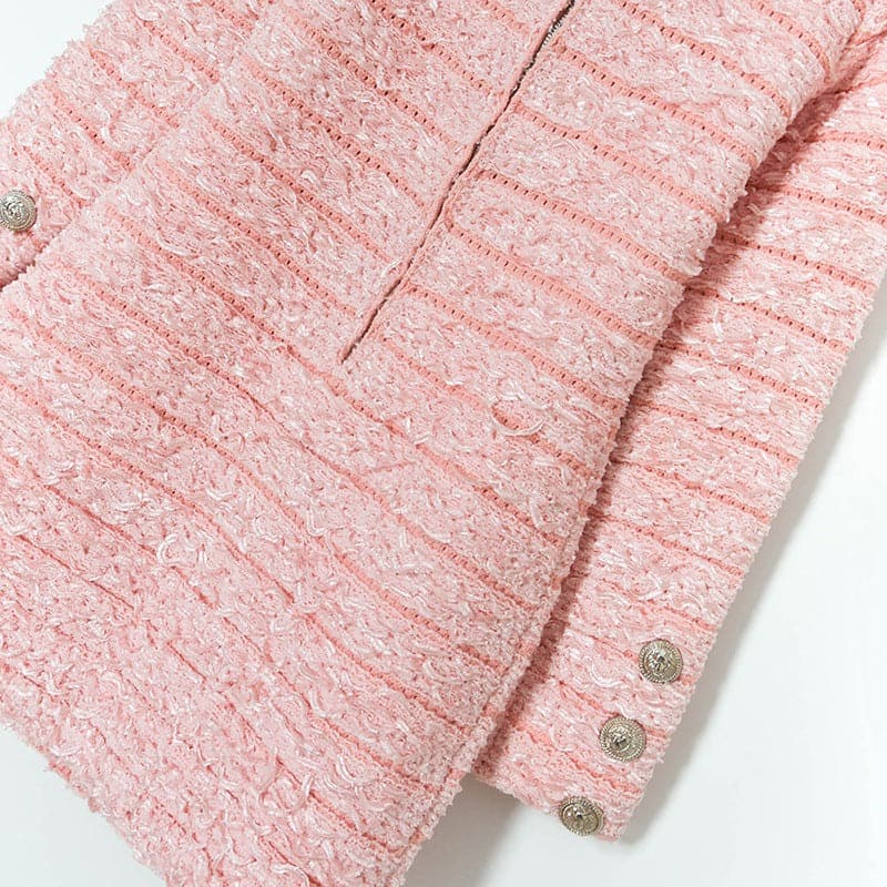 ARISSA PINK BOUCLE KNIT MINI DRESS-Fashionslee