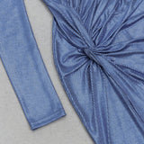 ABLA BLUE RUCHED SPLIT MAXI DRESS-Fashionslee