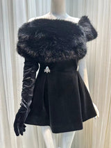 AINHOA BLACK VELVET MINI DRESS-Fashionslee