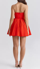 AQUAMARINE RED STRAPLESS MINI DRESS-Fashionslee