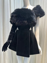 AINHOA BLACK VELVET MINI DRESS-Fashionslee