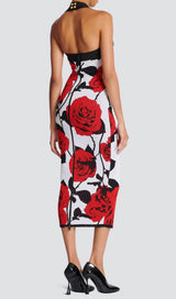 ATENEA FLOWER MIDI BANDAGE DRESS-Fashionslee