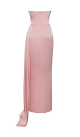 AILE PINK SATIN CRYSTAL EMBELLISHED GOWN-Fashionslee