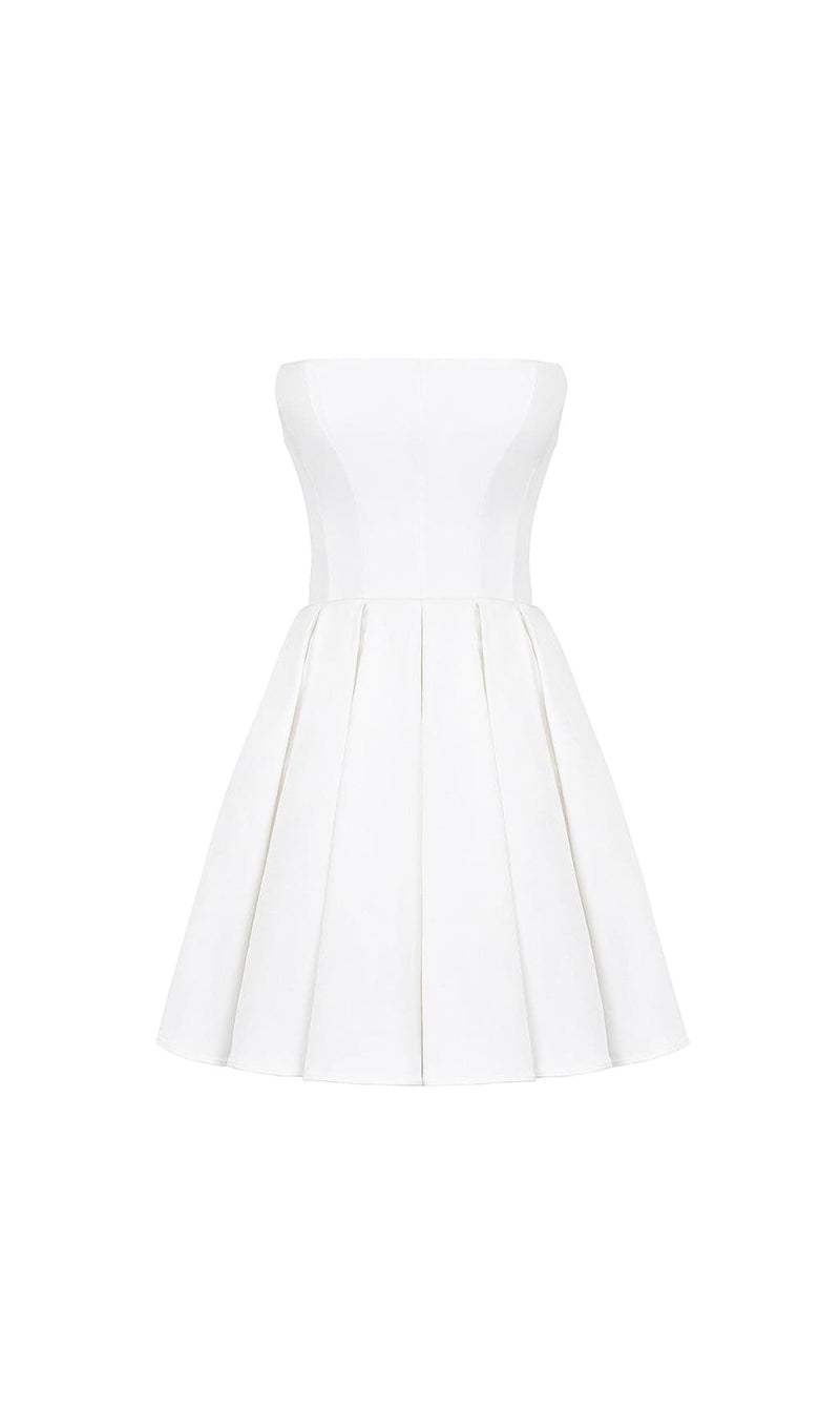 AQUAMARINE WHITE STRAPLESS MINI DRESS-Fashionslee