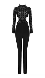 ASHWINA BLACK MESH JUMPSUIT-Fashionslee