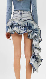 ANNISA RUFFLE DENIM SKIRT-Fashionslee