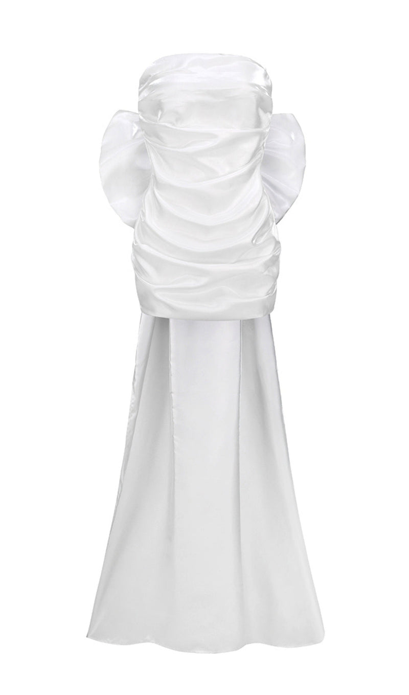 AKILINA WHITE BOW MINI DRESS-Fashionslee