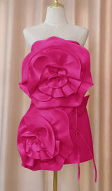 ACHLYS ROSE RED FLOWER BIND MINI DRESS-Fashionslee