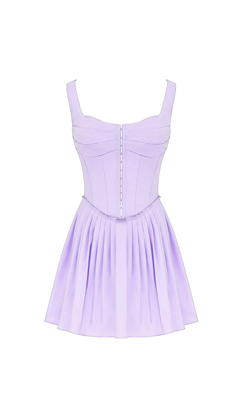 ATTINA PURPLE PLEATED MINI DRESS-Fashionslee