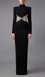 ANNIKA CREPE GOWN WITH CRYSTAL CUTOUTS-Fashionslee