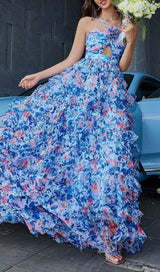 AMALYA BLUE FLORAL MAXI DRESS-Fashionslee