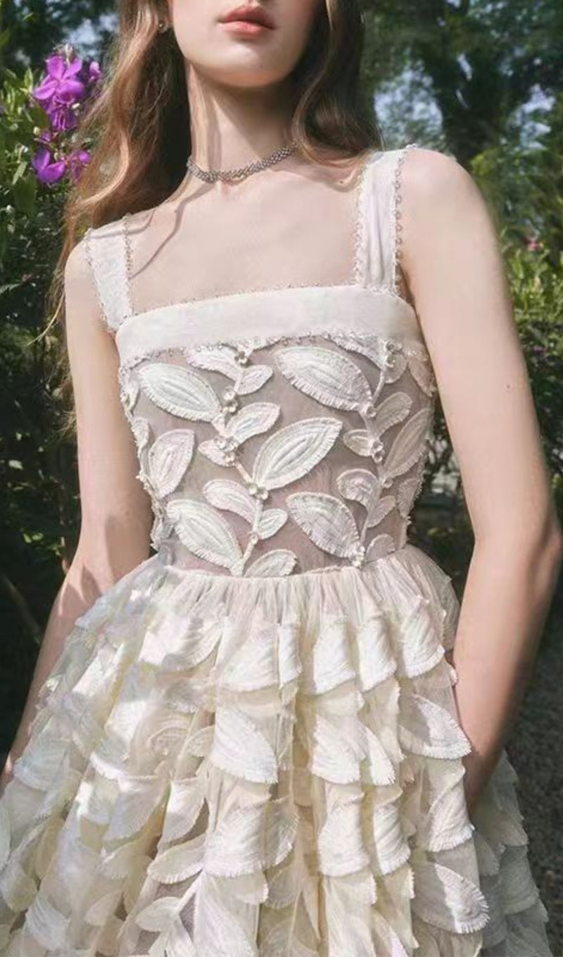 ALBIA WHITE EMBELLISHED MIDI DRESS-Fashionslee