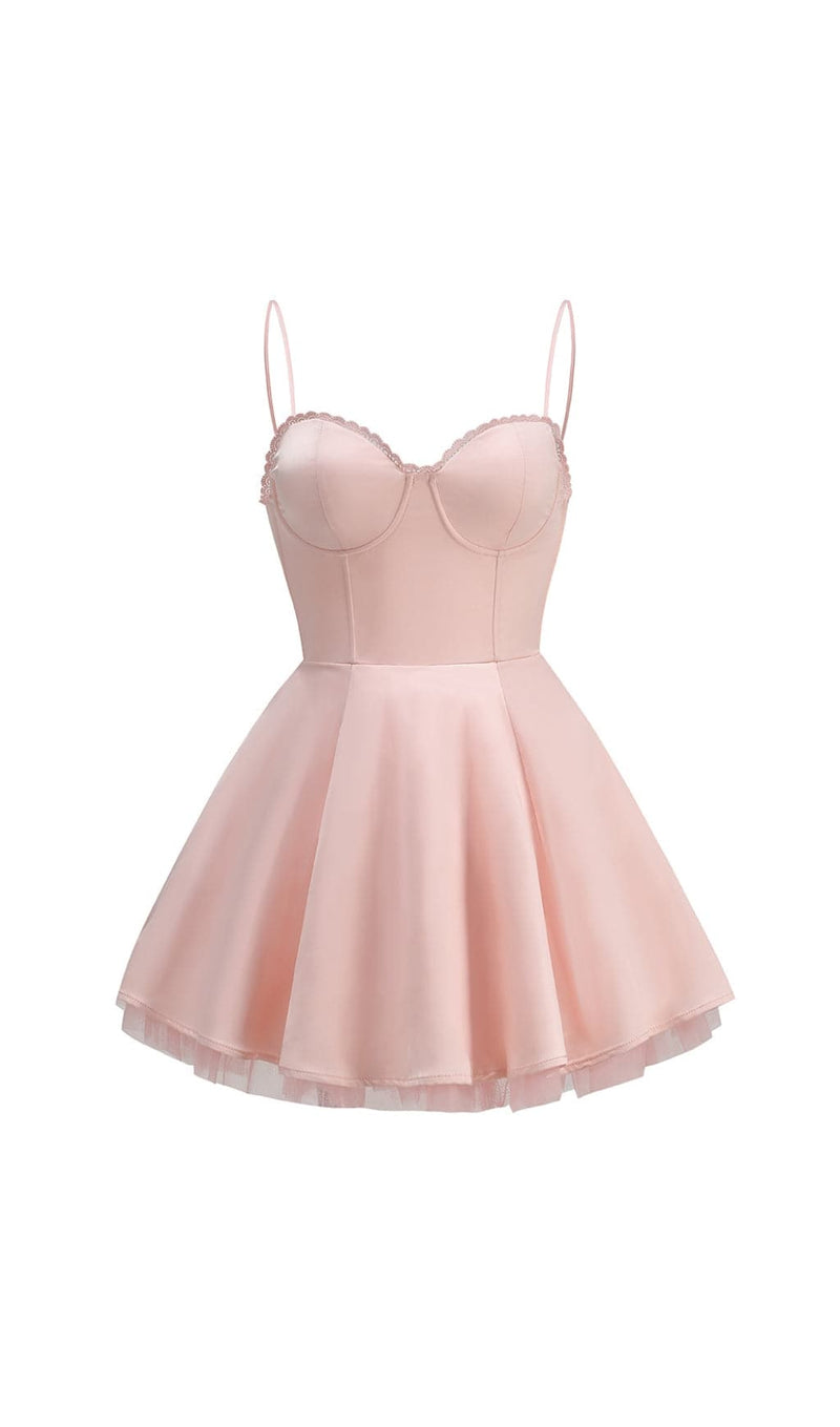 AUBERTA PINK STRAPPY MINI DRESS-Fashionslee