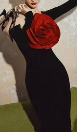 ARLENE OFF SHOULDER RED FLOWER MAXI DRESS-Fashionslee