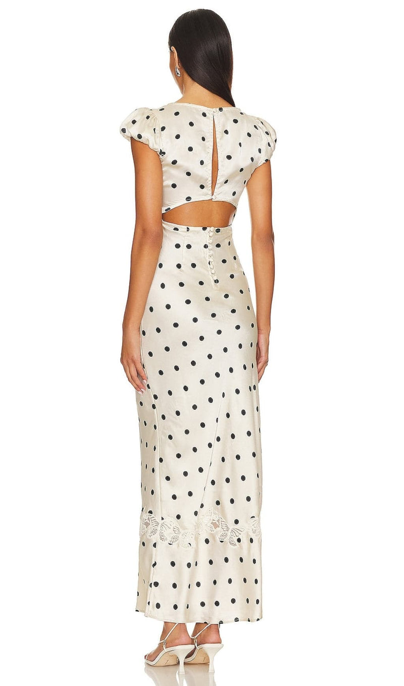 ALANI POLKA DOT CUTOUT MAXI DRESS-Fashionslee