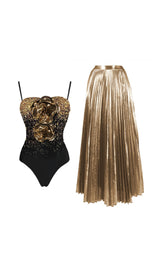 AOKI FLOWER SEQUIN SWIMSUIT AND SKIRT-Fashionslee