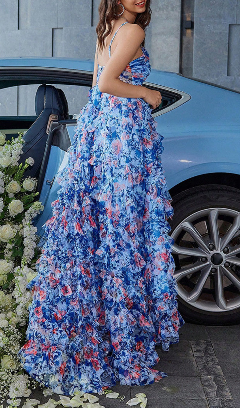 AMALYA BLUE FLORAL MAXI DRESS-Fashionslee