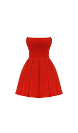 AQUAMARINE RED STRAPLESS MINI DRESS-Fashionslee
