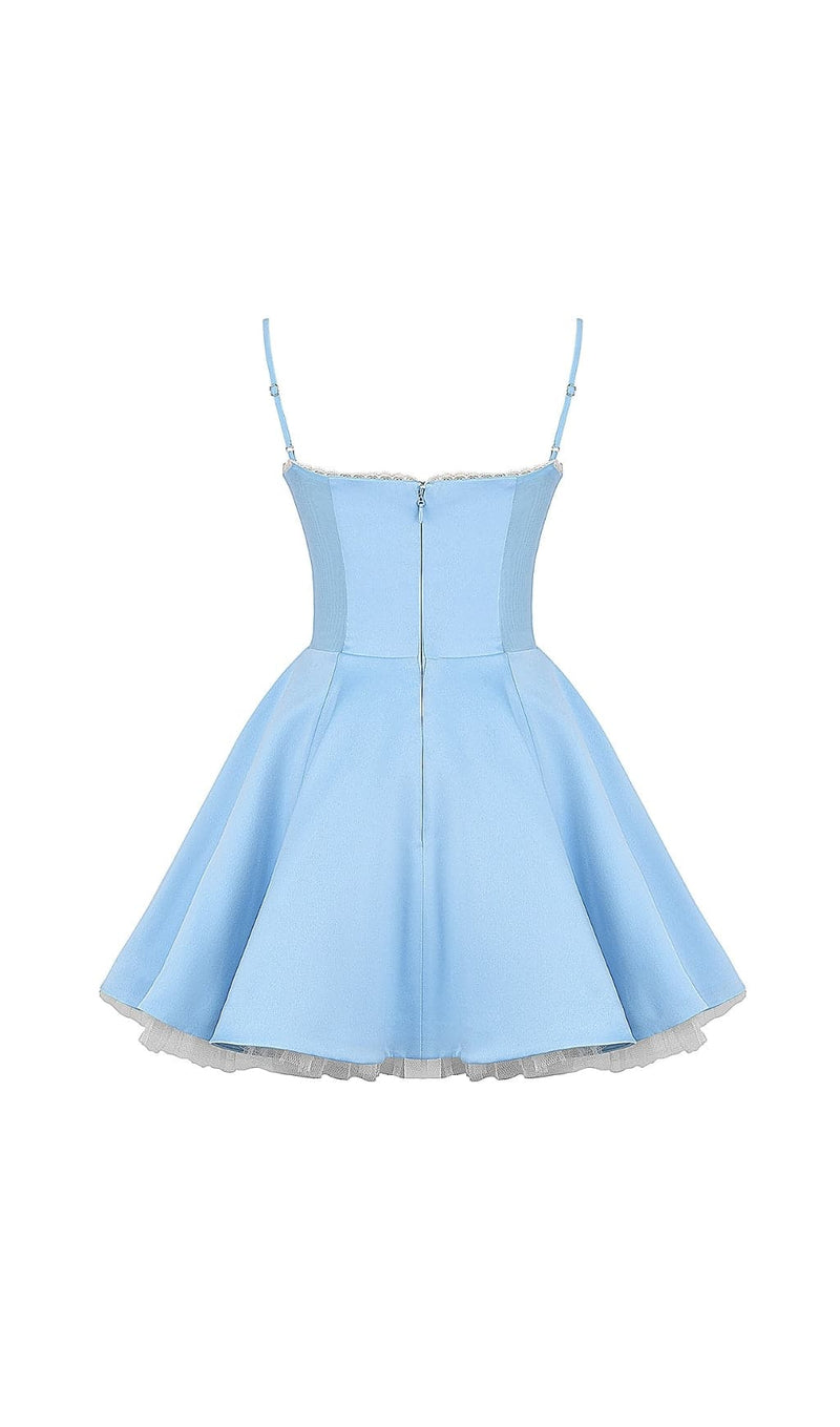 AUBERTA BLUE STRAPPY MINI DRESS-Fashionslee