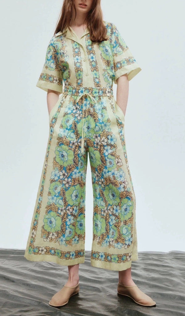 ALONSA GREEN FLORAL TWO-PIECE SUIT-Fashionslee