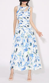 ASANI BLUE FLORAL CUTOUT MAXI DRESS-Fashionslee