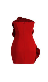 ANNABETH RED FLOWER BIND MINI DRESS-Fashionslee