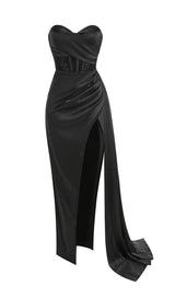 ATSUKPI BLACK CORSET MAXI DRESS-Fashionslee