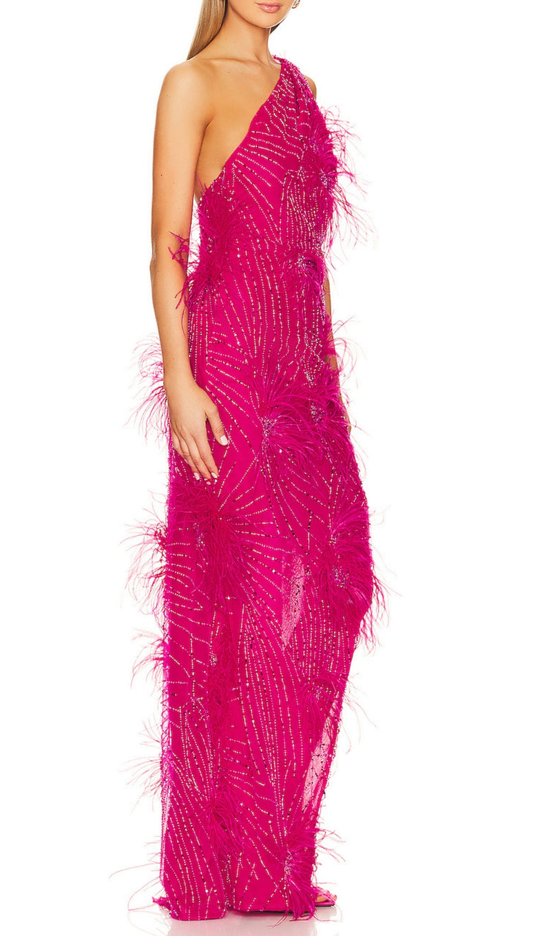 ALLEGRIA PINK FEATHER GOWN-Fashionslee