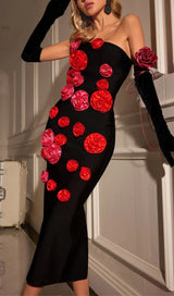 AZANIA ONE SHOULDER FLOWER BANDAGE DRESS-Fashionslee