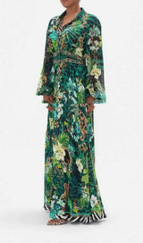 AUBRIANA GREEN PRINTED MAXI DRESS-Fashionslee