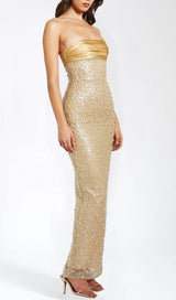 ALAZNE SEQUIN PEARL MAXI DRESS-Fashionslee