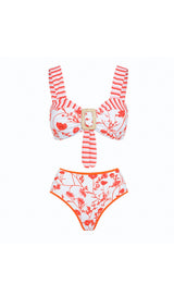 ALLISSON RUFFLE PRINTED SWIMSUIT AND SKIRT-Fashionslee