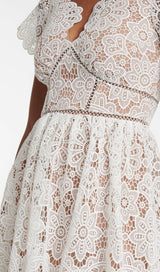 ANNALEIGH WHITE FLORAL GUIPURE MINI DRESS-Fashionslee