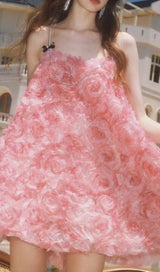 AUBELIN PINK ROSE SPAGHETTI STRAP DRESS-Fashionslee