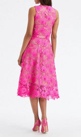 ARIZA ROSE EMBROIDERY MIDI DRESS-Fashionslee