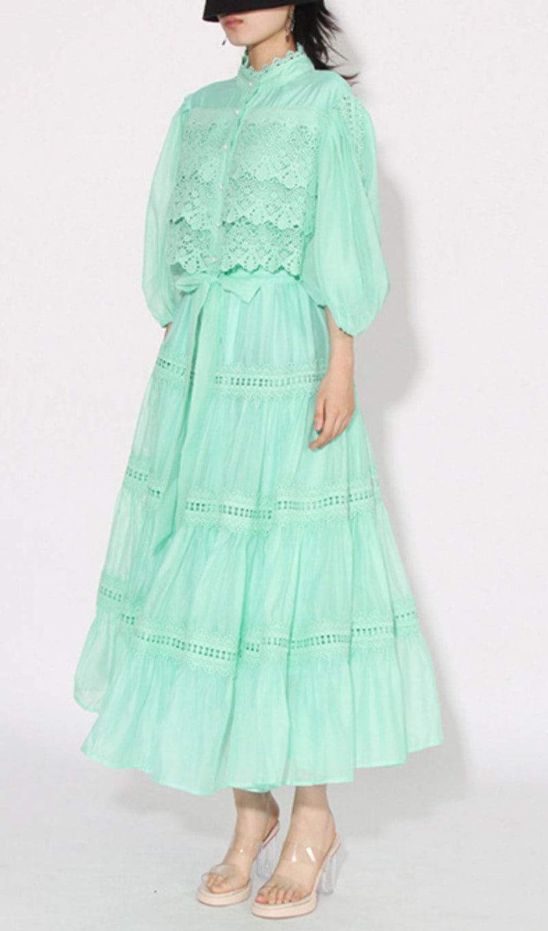 ASTREA PUFF SLEEVE EMBROIDERY MAXI DRESS-Fashionslee