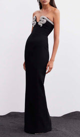 ALIZÉE CRYSTAL-SNAKE STRAPLESS GOWN-Fashionslee