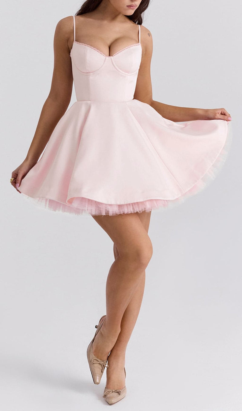 AUBERTA PINK STRAPPY MINI DRESS-Fashionslee