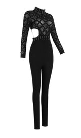ASHWINA BLACK MESH JUMPSUIT-Fashionslee