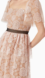 ANTIOPE ROSE LACE TIERED DRESS-Fashionslee