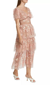 ANNILY SEMI-SHEER SEQUIN-EMBROIDERED DRESS-Fashionslee