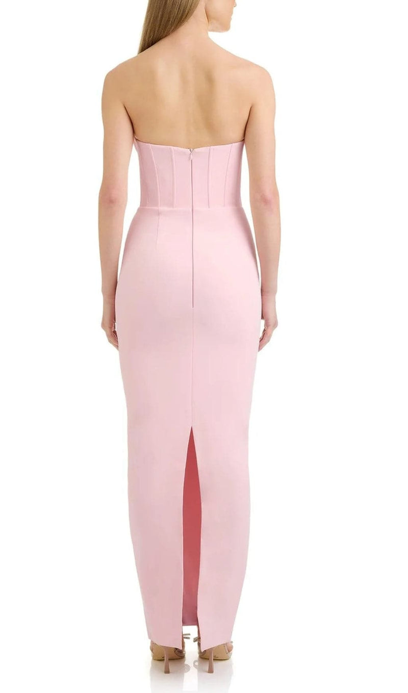 AIHE PINK STRAPLESS FLOWER BANDAGE DRESS-Fashionslee