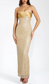 ALAZNE SEQUIN PEARL MAXI DRESS-Fashionslee