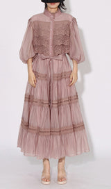 ASTREA PUFF SLEEVE EMBROIDERY MAXI DRESS-Fashionslee