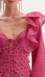 AGNEZA CUTOUT FLOWER EMBELLISHED DRESS-Fashionslee
