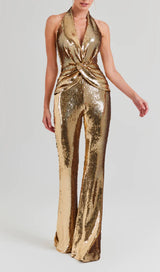 ANDRINA GOLD SEQUIN JUMPSUIT-Fashionslee
