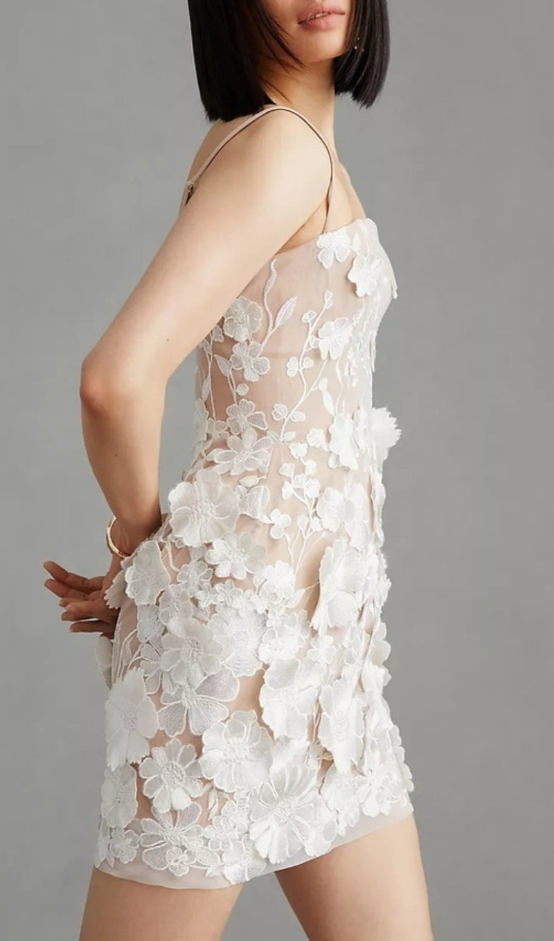 ADONICA FLOWER EMBELLISHED MINI DRESS-Fashionslee