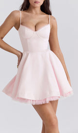 AUBERTA PINK STRAPPY MINI DRESS-Fashionslee