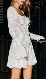 AMBERL WHITE FLORAL MINI DRESS-Fashionslee