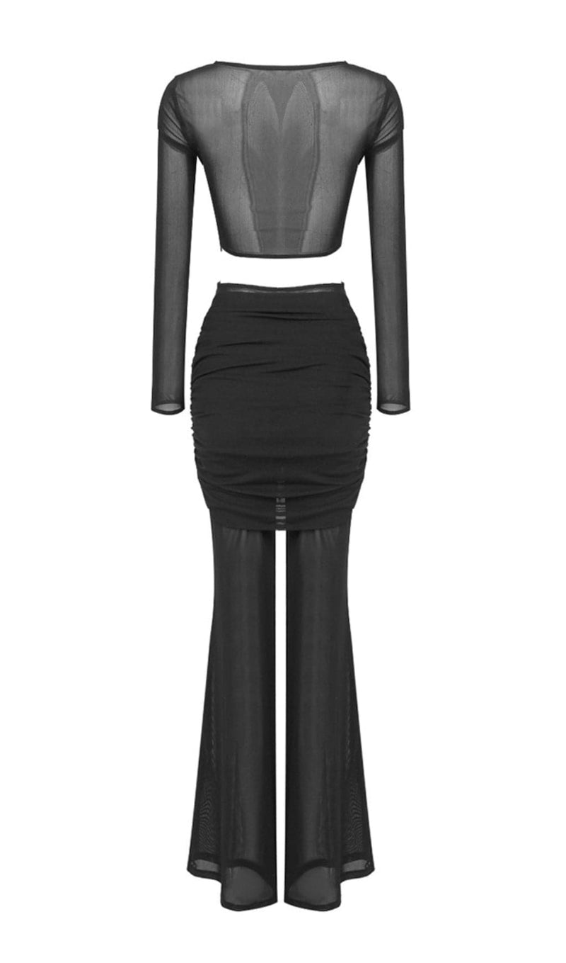 AETHWY BLACK DRAPED TWO-PIECE JUMPSUIT-Fashionslee